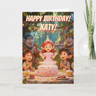 Magical Enchanted Forest Trolls Birthday Party  Card