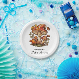 Magical Enchanted Mushroom Baby Shower Paper Plate
