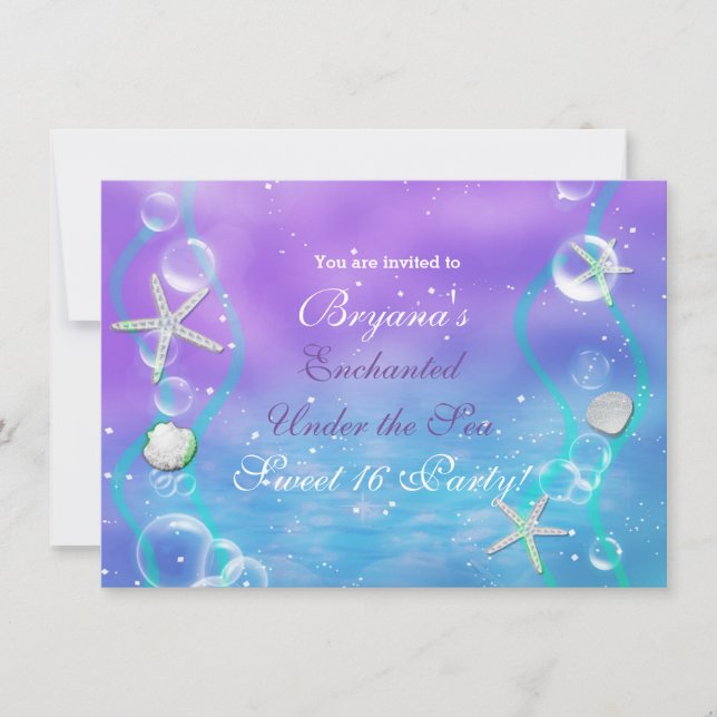 Magical Enchanted Under The Sea Party Invitation (Front)