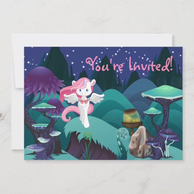 Magical Enchanting Unicorn Birthday Invitation (Front)