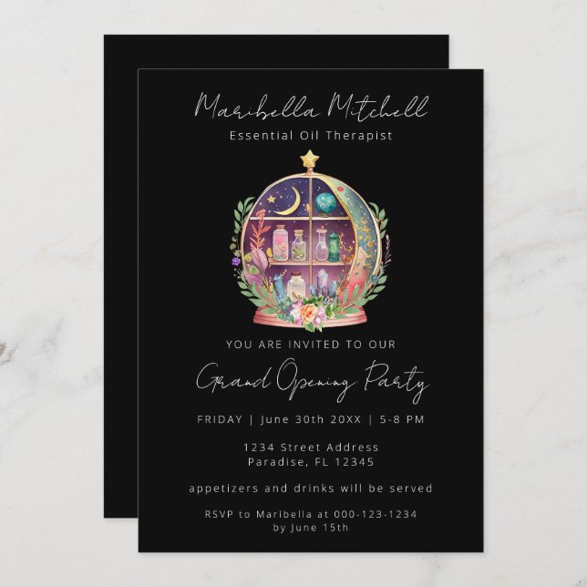 Magical Essential Oils Apothecary Business Event Invitation (Front/Back)