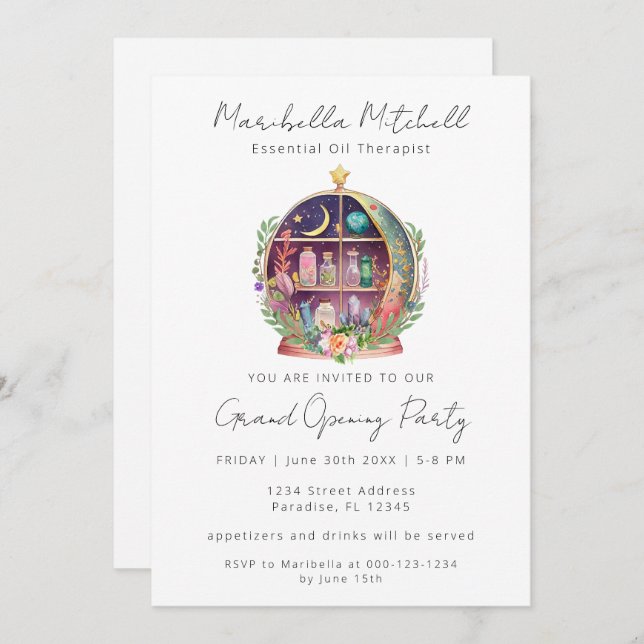 Magical Essential Oils Apothecary Business Event Invitation (Front/Back)