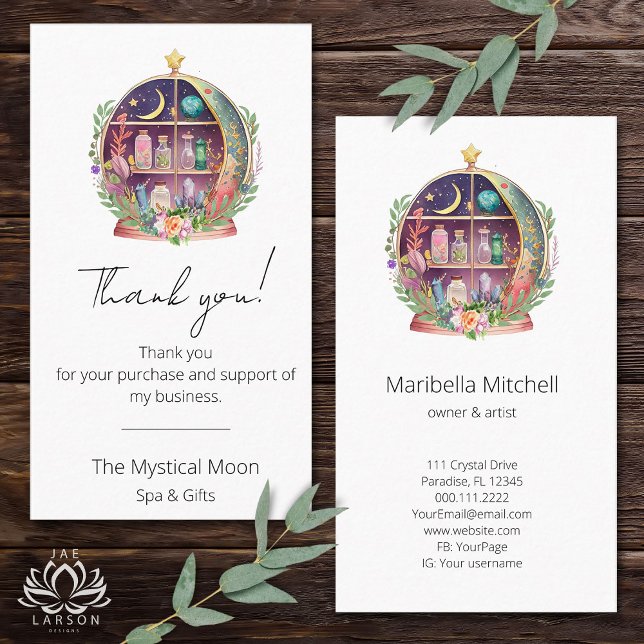 Magical Essential Oils Apothecary Yoga Thank You Business Card (Creator Uploaded)
