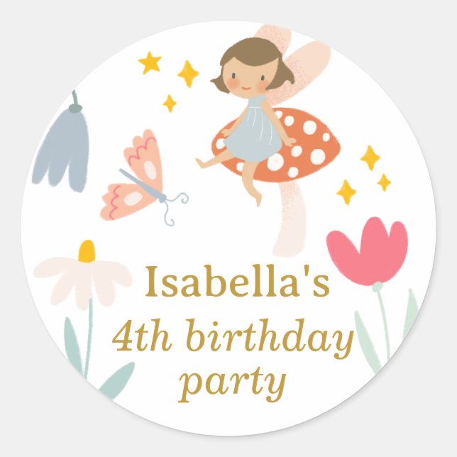 Magical Fairies Party Classic Round Sticker (Front)