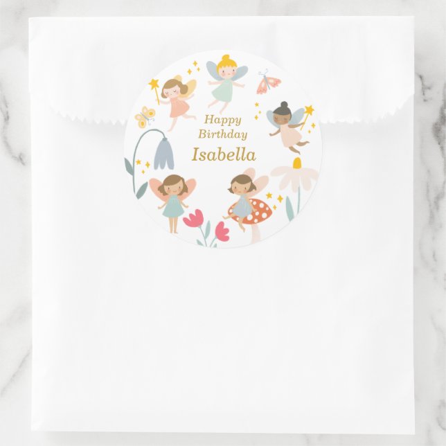 Magical Fairies Party Classic Round Sticker (Bag)