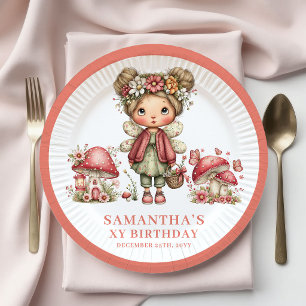 Magical Fairy 2nd Birthday Pink Flowers Paper Plate