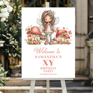 Magical Fairy 6th Birthday Pastel Floral Welcome  Poster