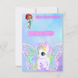Magical Fairy and Butterfly Unicorn Flat Card