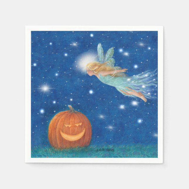 Magical Fairy and Jack O'Lantern Halloween party Napkin (Front)