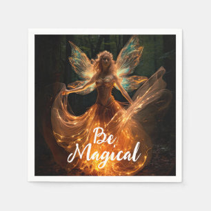 Magical Fairy Angel with Wings in Forest Pixie Napkin
