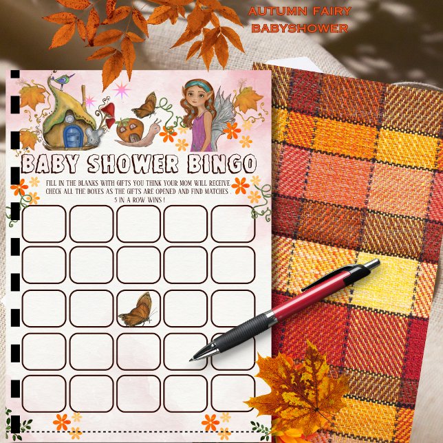 Magical Fairy Baby Shower Bingo Activity  Invitation (Magical Fairy Baby Shower Bingo Activity Invitation)