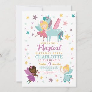 Magical Fairy Birthday Party Wands Pegasus Invitation