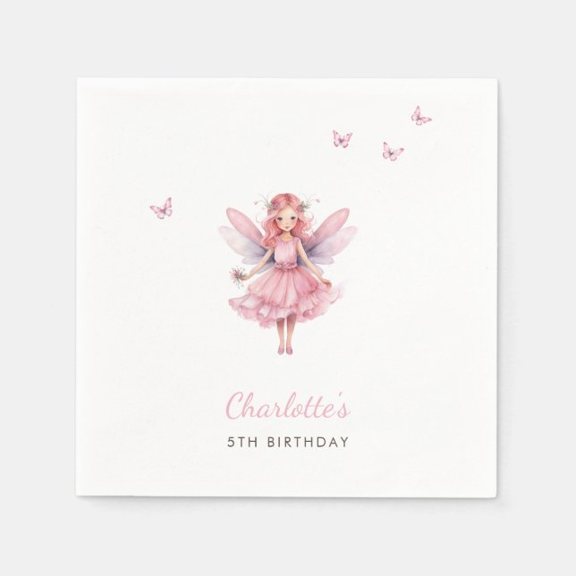 Magical Fairy Birthday Whimsical Simple Elegant Napkin (Front)