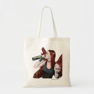 Magical Fairy Drinking Wine Art Budget Tote Bag