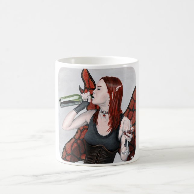 Magical Fairy Drinking Wine Fantasy Art Coffee Mug (Center)
