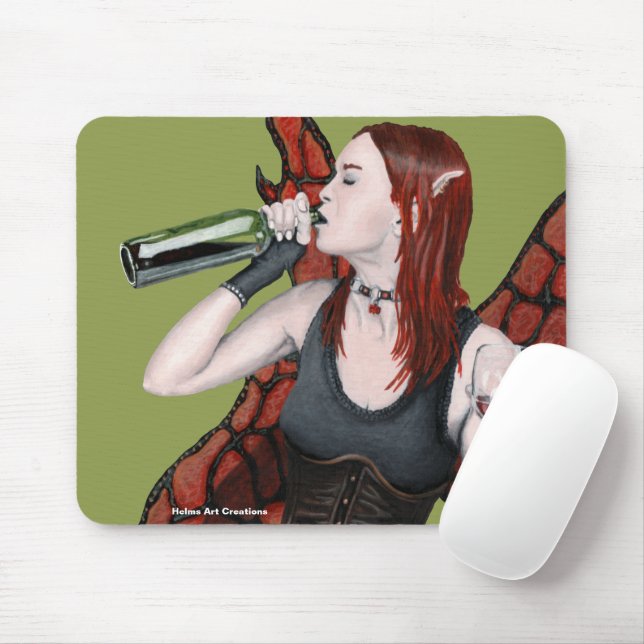 Magical Fairy Drinking Wine Fantasy Art Mouse Pad (With Mouse)