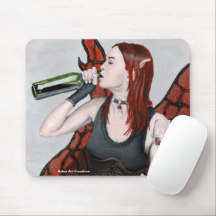Magical Fairy Drinking Wine Fantasy Art Mousepad