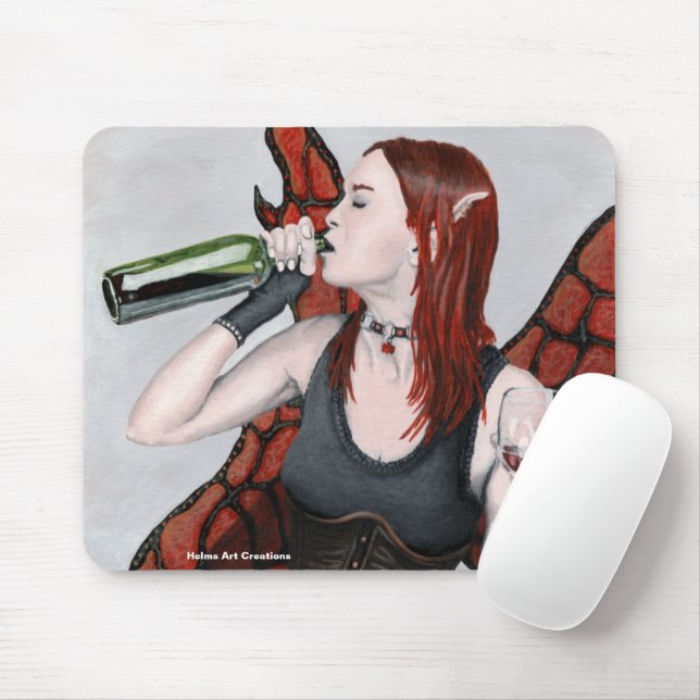 Magical Fairy Drinking Wine Fantasy Art Mousepad (With Mouse)