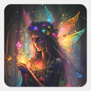 Magical Fairy Enchanted Forest Fantasy Pixie Dust Square Sticker