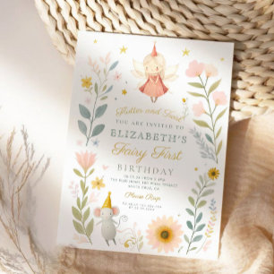 Magical Fairy First Birthday Mushroom Woodland Invitation