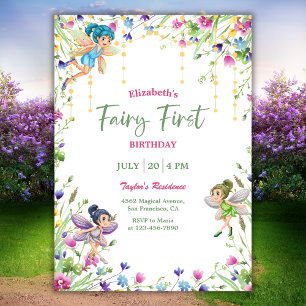 Magical Fairy First Girl 1st Birthday Party Invitation