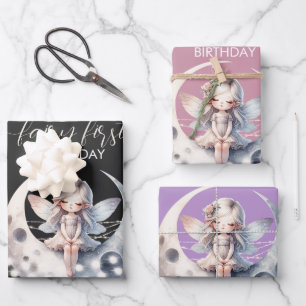 Magical Fairy First Girl Happy Birthday Wrapping Paper Sheet