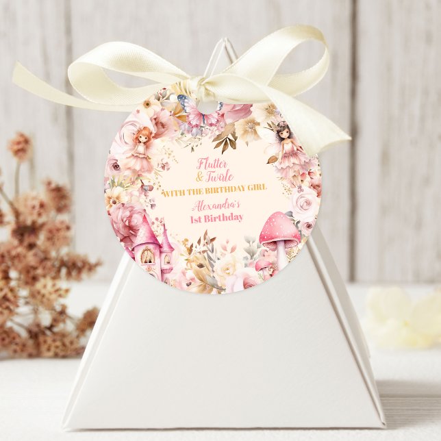 Magical Fairy Floral Garden Pixie 1st Birthday Classic Round Sticker (Creator Uploaded)