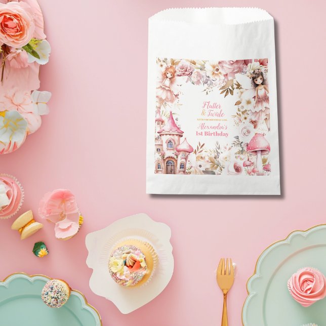 Magical Fairy Floral Garden Pixie 1st Birthday Favour Bag (Creator Uploaded)