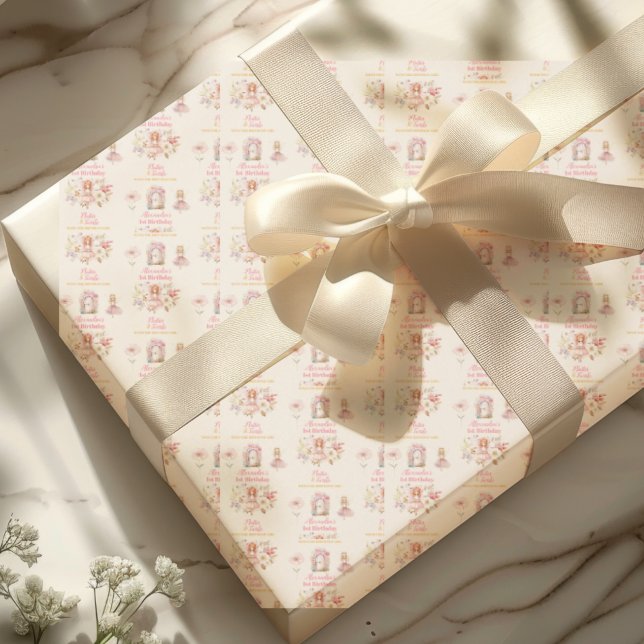 Magical Fairy Floral Garden Pixie 1st Birthday Wrapping Paper (Creator Uploaded)