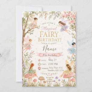Magical Fairy Floral Garden Pixie Girls Birthday I Invitation