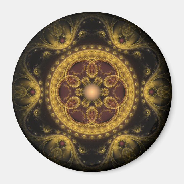 Magical fairy fractal pattern mandala magnet (Front)