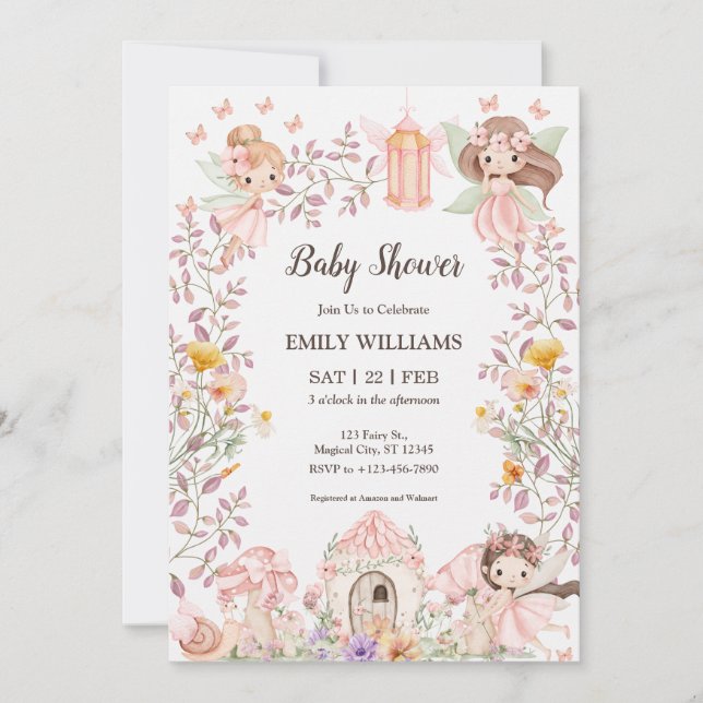 Magical Fairy Garden Baby Shower Invitatio Invitation (Front)