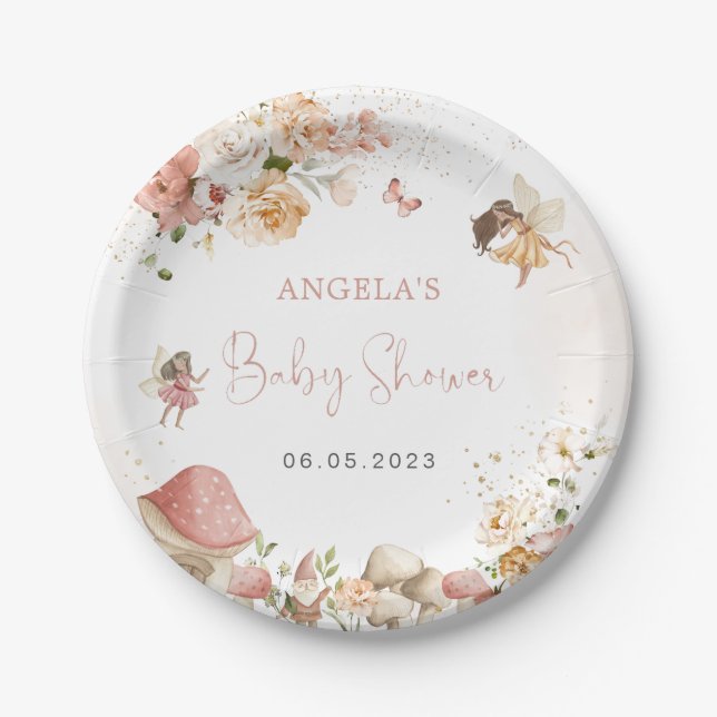 Magical Fairy Garden Baby Shower Paper Plate (Front)