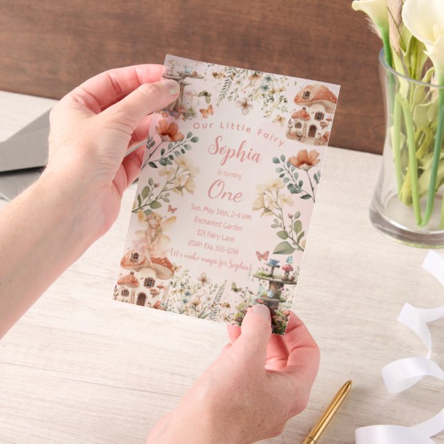 Magical Fairy Garden: First Birthday Vellum Invitations (Handheld)