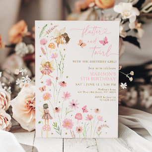 Magical Fairy Garden Floral Birthday Invitation