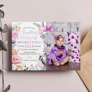 Magical Fairy Girl 1st Birthday Invitation