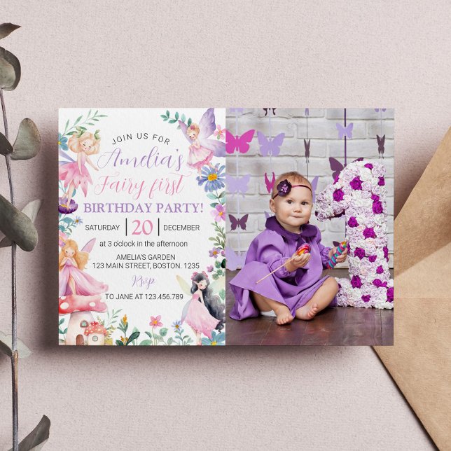 Magical Fairy Girl 1st Birthday Invitation (Creator Uploaded)