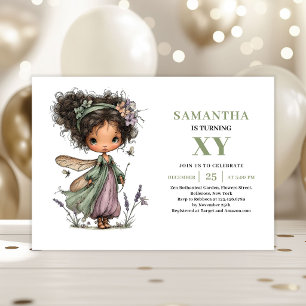 Magical Fairy Girl 3rd Birthday Pastel Green  Invitation