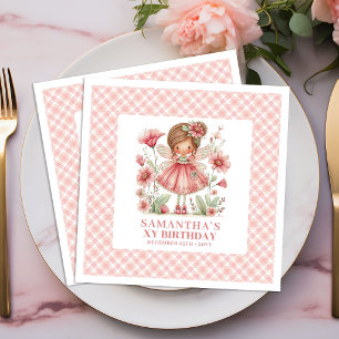 Magical Fairy Girl 3rd Birthday Pink Floral napkin
