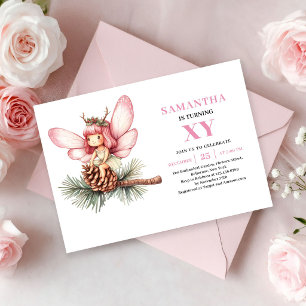 Magical Fairy Girl 4th Birthday Pink Blush invite