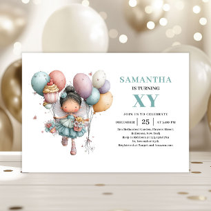 Magical Fairy Girl 7th Birthday Cute Whimsy invite