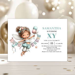 Magical Fairy Girl 7th Birthday Whimsical Cute Invitation