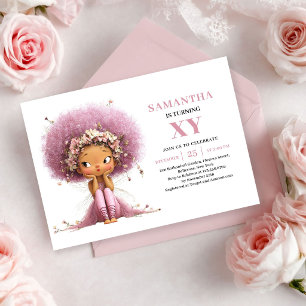 Magical Fairy Girl Birthday Dusty Pink invitation
