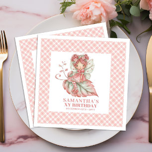 Magical Fairy Girl Birthday Floral Pink napkins