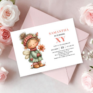 Magical Fairy Girl Birthday Pink Pastel invitation