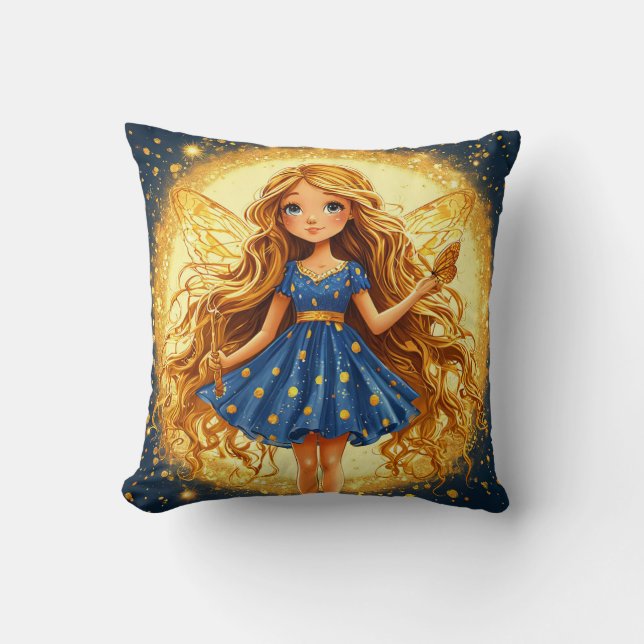Magical Fairy Glitter Fantasy Wings Home Decor Cushion (Front)