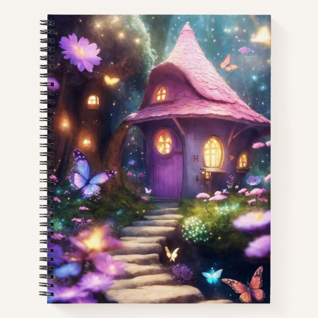 Magical Fairy House Pink Notebook (Front)
