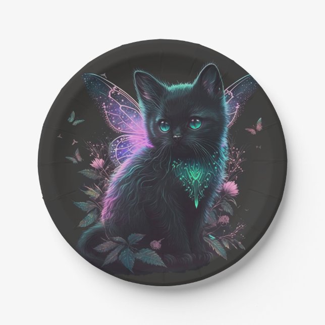 Magical Fairy Kitten Paper Plate (Front)
