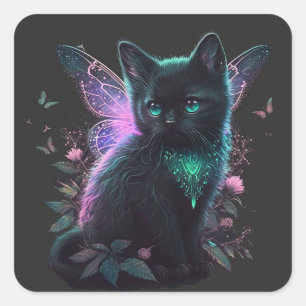 Magical Fairy Kitten Square Sticker