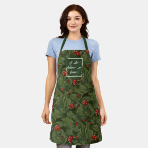 Magical Fairy Leaves & Red Toadstools Watercolour  Apron